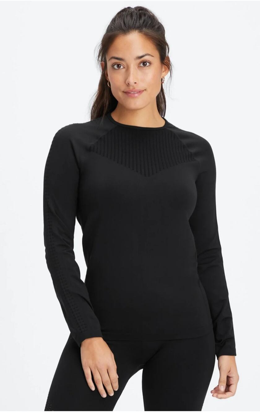 Fabletics Sync Seamless Long-Sleeve Top Womens Size Small Black Athletic
